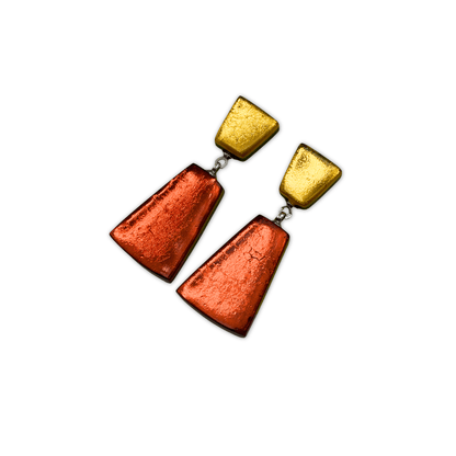 Terracotta Empress Silverleaf Double Drop Stud Earrings | The Jewellery Stop