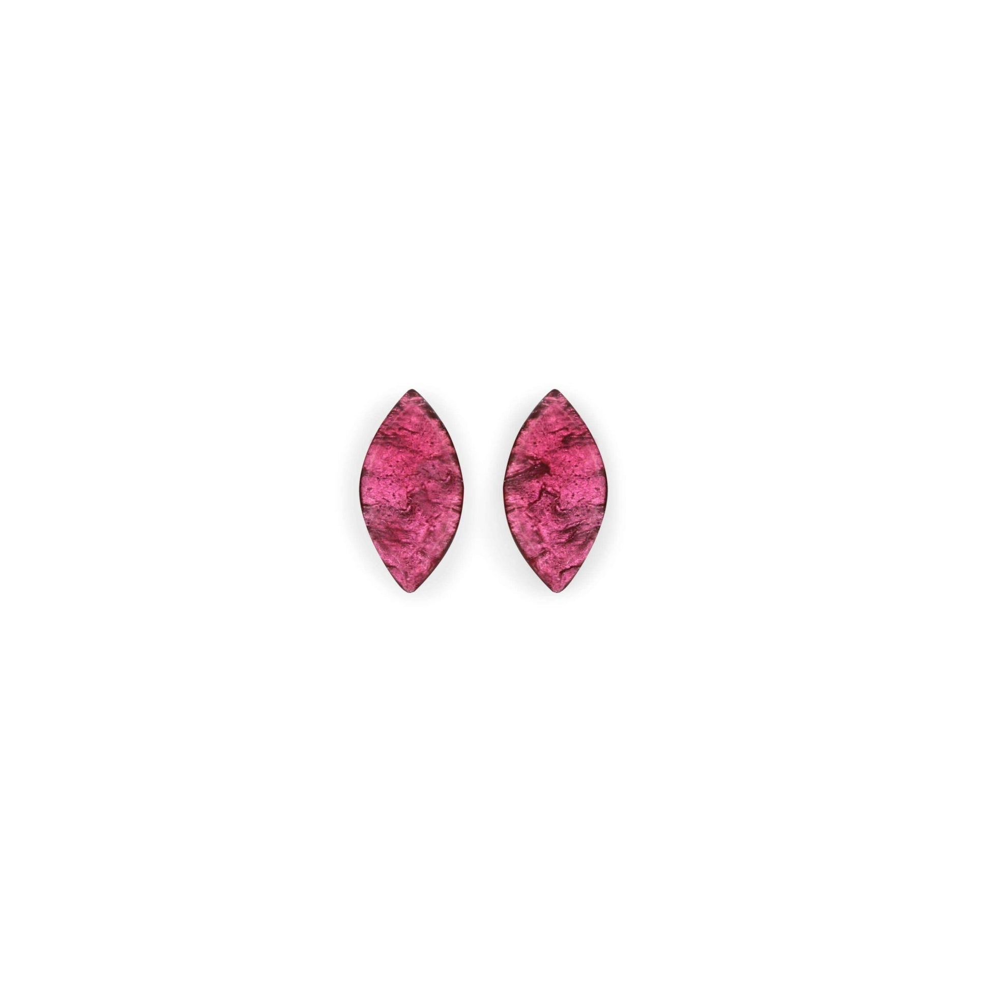 Flamingo Aztec Leaf Shiny Stud Earrings | The Jewellery Stop