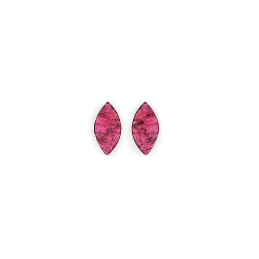Flamingo Aztec Leaf Shiny Stud Earrings | The Jewellery Stop