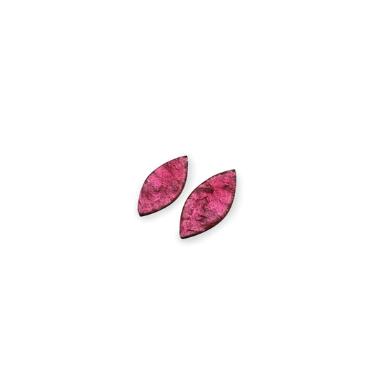 Flamingo Aztec Leaf Shiny Stud Earrings | The Jewellery Stop