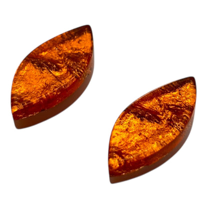 Orange Aztec Leaf Shiny Stud Earrings | The Jewellery Stop