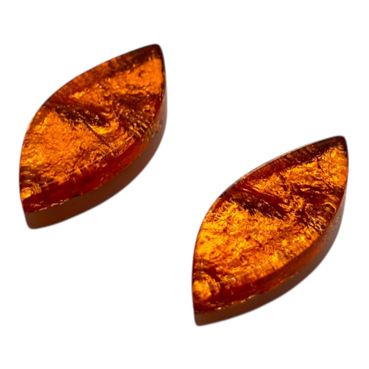 Orange Aztec Leaf Shiny Stud Earrings | The Jewellery Stop
