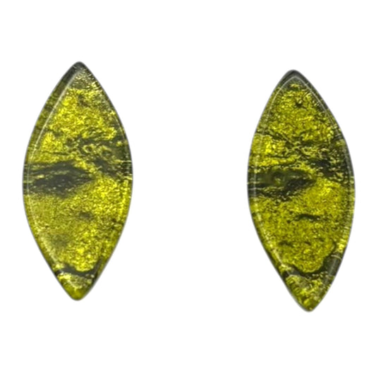 Pistachio Aztec Leaf Shiny Stud Earrings | The Jewellery Stop