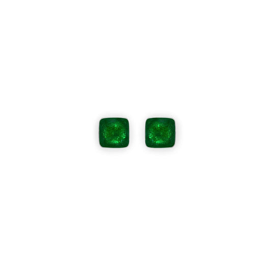 Emerald Aluminium Squares Mini Stud Earrings | The Jewellery Stop
