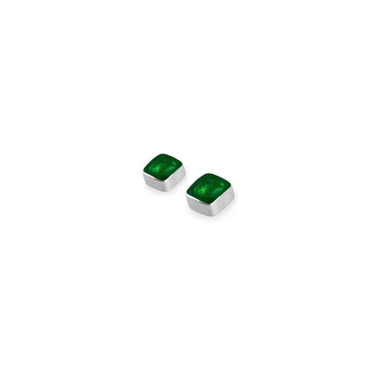 Emerald Aluminium Squares Mini Stud Earrings | The Jewellery Stop