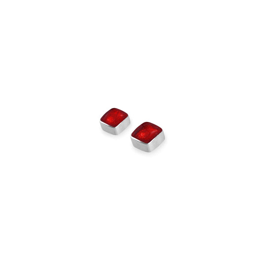 Red Aluminium Squares Mini Stud Earrings | The Jewellery Stop