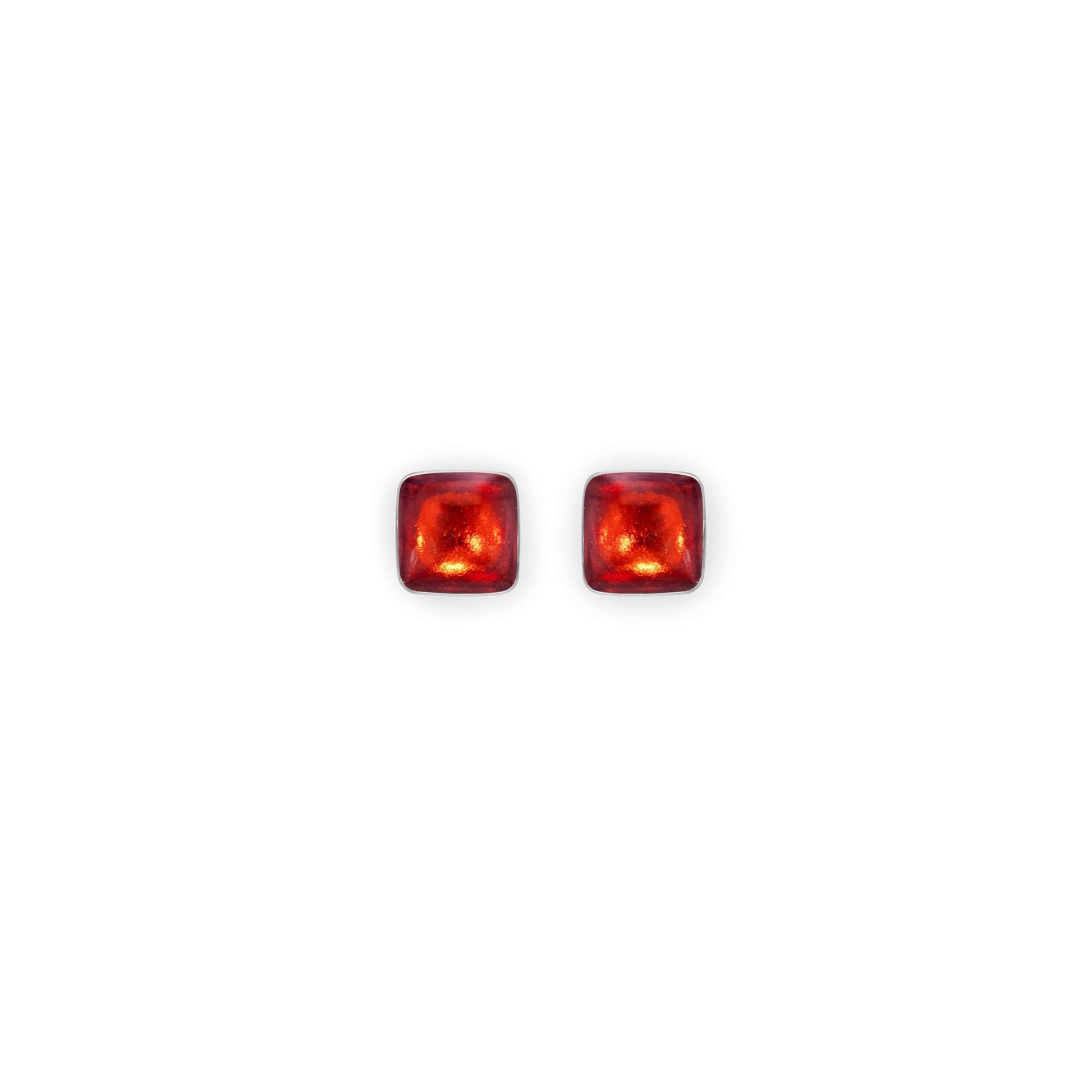 Terracotta Aluminium Squares Mini Stud Earrings | The Jewellery Stop