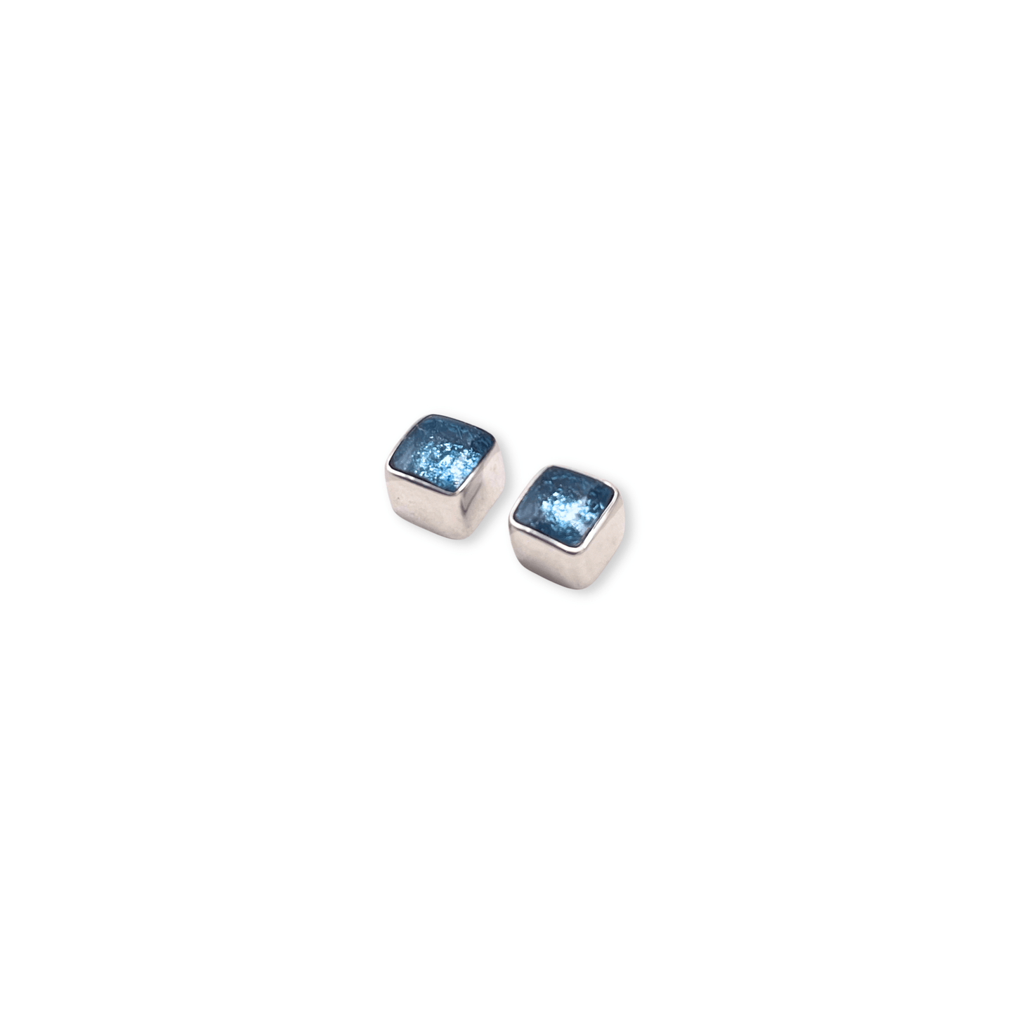 Arctic Aluminium Squares Mini Stud Earrings
