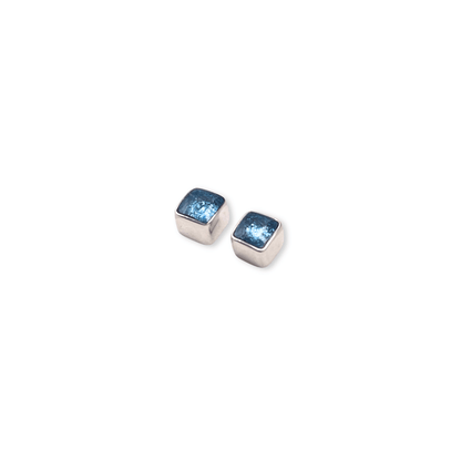 Arctic Aluminium Squares Mini Stud Earrings