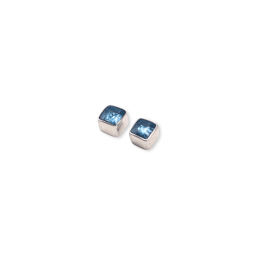 Arctic Aluminium Squares Mini Stud Earrings