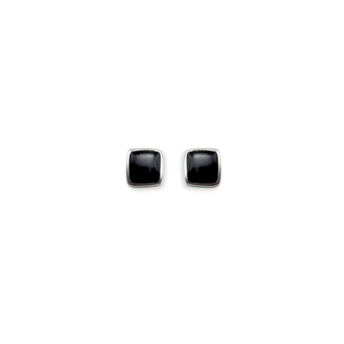 Black Aluminium Squares Mini Stud Earrings