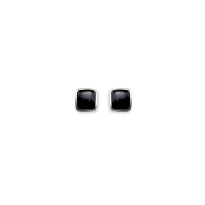 Black Aluminium Squares Mini Stud Earrings