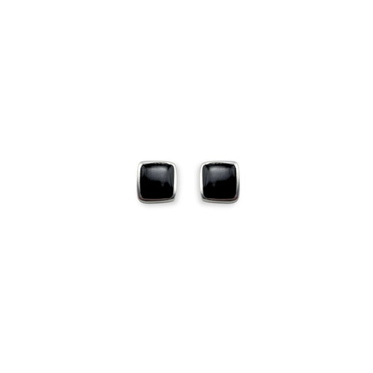 Black Aluminium Squares Mini Stud Earrings