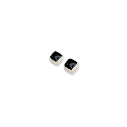 Black Aluminium Squares Mini Stud Earrings
