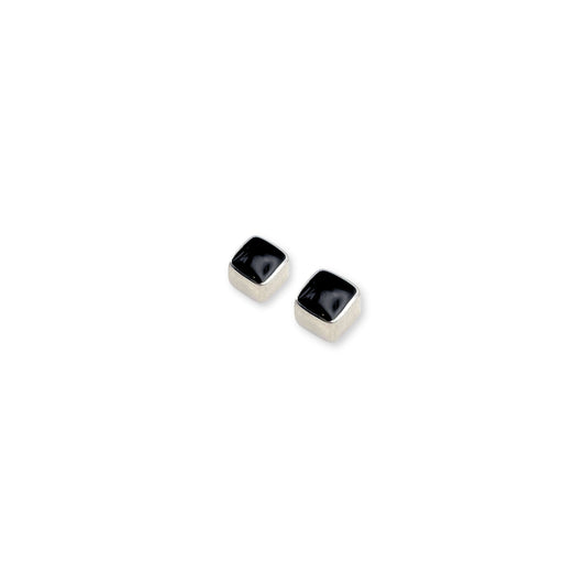 Black Aluminium Squares Mini Stud Earrings