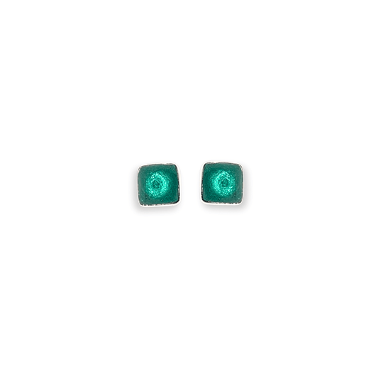 Crystal Aluminium Squares Mini Stud Earrings