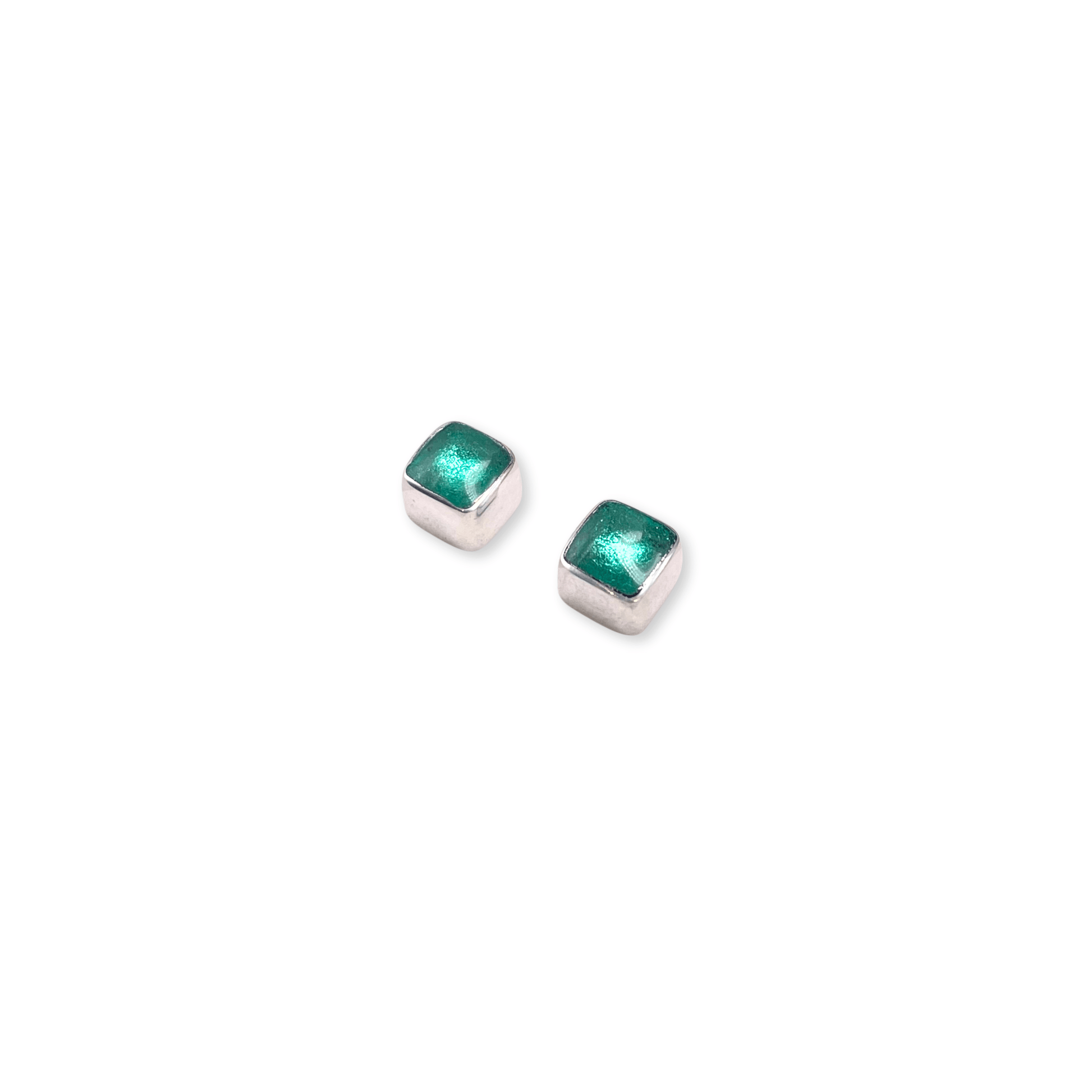 Crystal Aluminium Squares Mini Stud Earrings