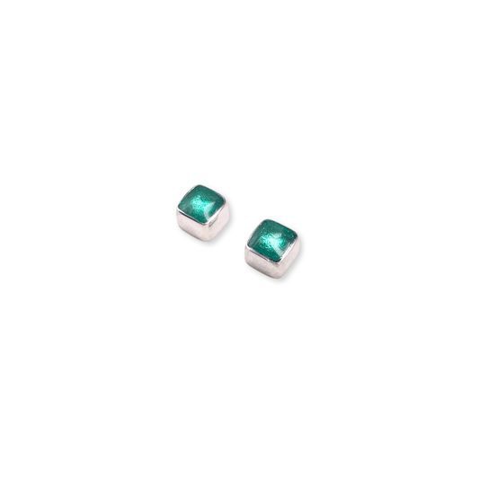 Crystal Aluminium Squares Mini Stud Earrings