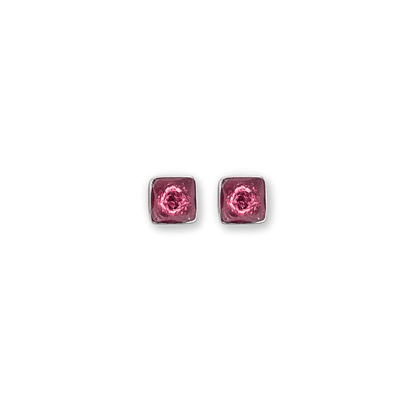 Flamingo Aluminium Squares Mini Stud Earrings