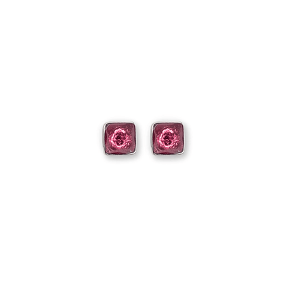 Flamingo Aluminium Squares Mini Stud Earrings