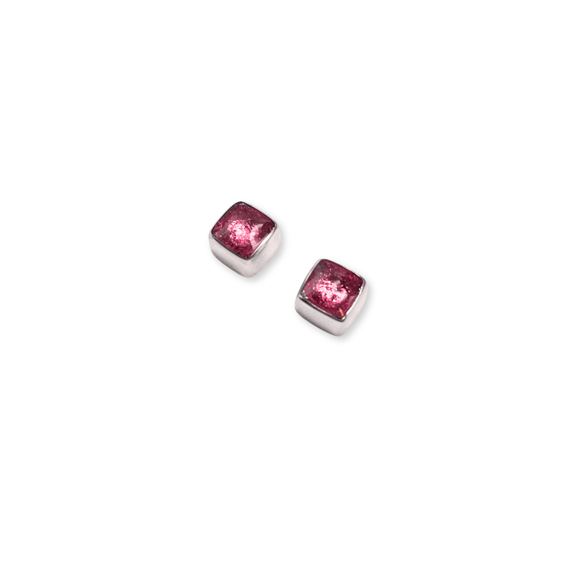Flamingo Aluminium Squares Mini Stud Earrings