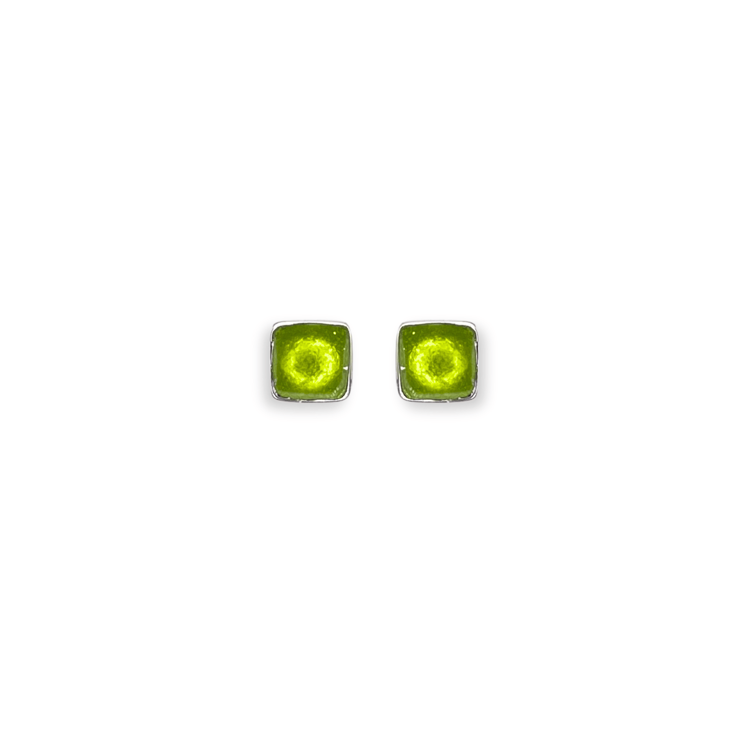Kiwi Aluminium Squares Mini Stud Earrings