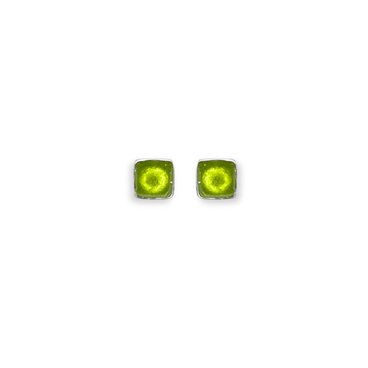 Kiwi Aluminium Squares Mini Stud Earrings