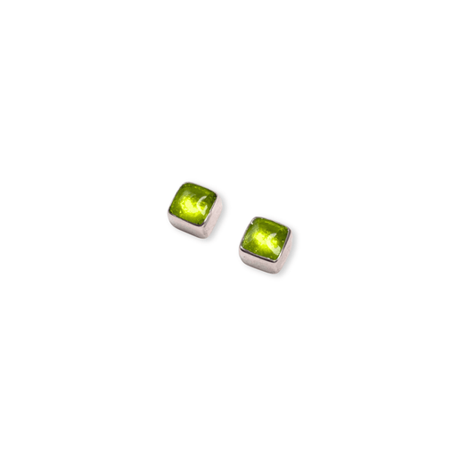 Kiwi Aluminium Squares Mini Stud Earrings