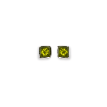Lime Aluminium Squares Mini Stud Earrings