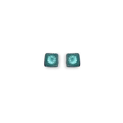 Mint Aluminium Squares Mini Stud Earrings