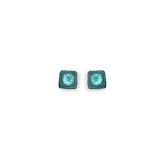 Mint Aluminium Squares Mini Stud Earrings