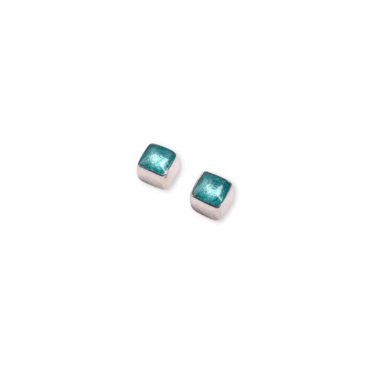 Mint Aluminium Squares Mini Stud Earrings