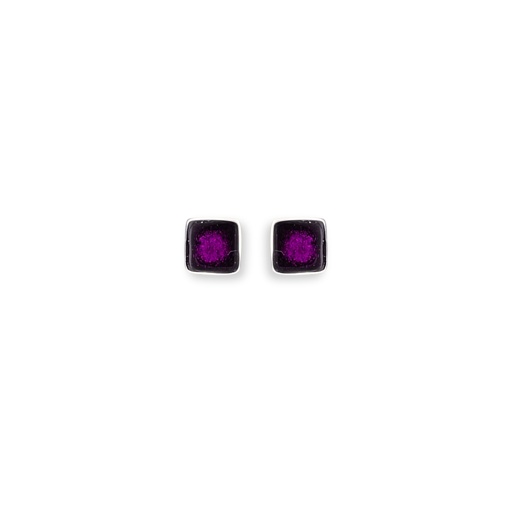 Peacock Aluminium Squares Mini Stud Earrings