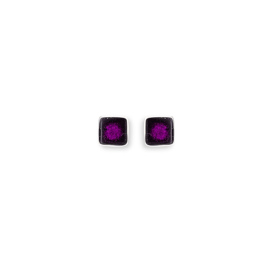 Peacock Aluminium Squares Mini Stud Earrings