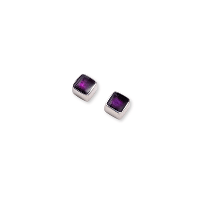 Peacock Aluminium Squares Mini Stud Earrings