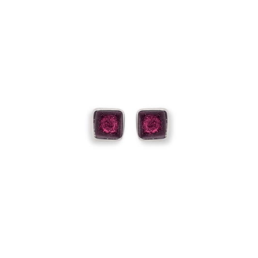 Peony Aluminium Squares Mini Stud Earrings