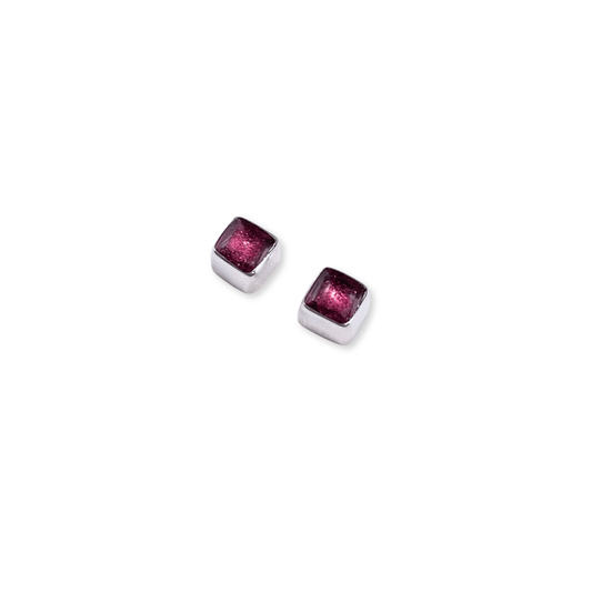 Peony Aluminium Squares Mini Stud Earrings