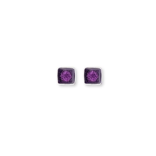 Rainbow Aluminium Squares Mini Stud Earrings