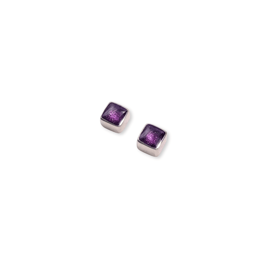 Rainbow Aluminium Squares Mini Stud Earrings