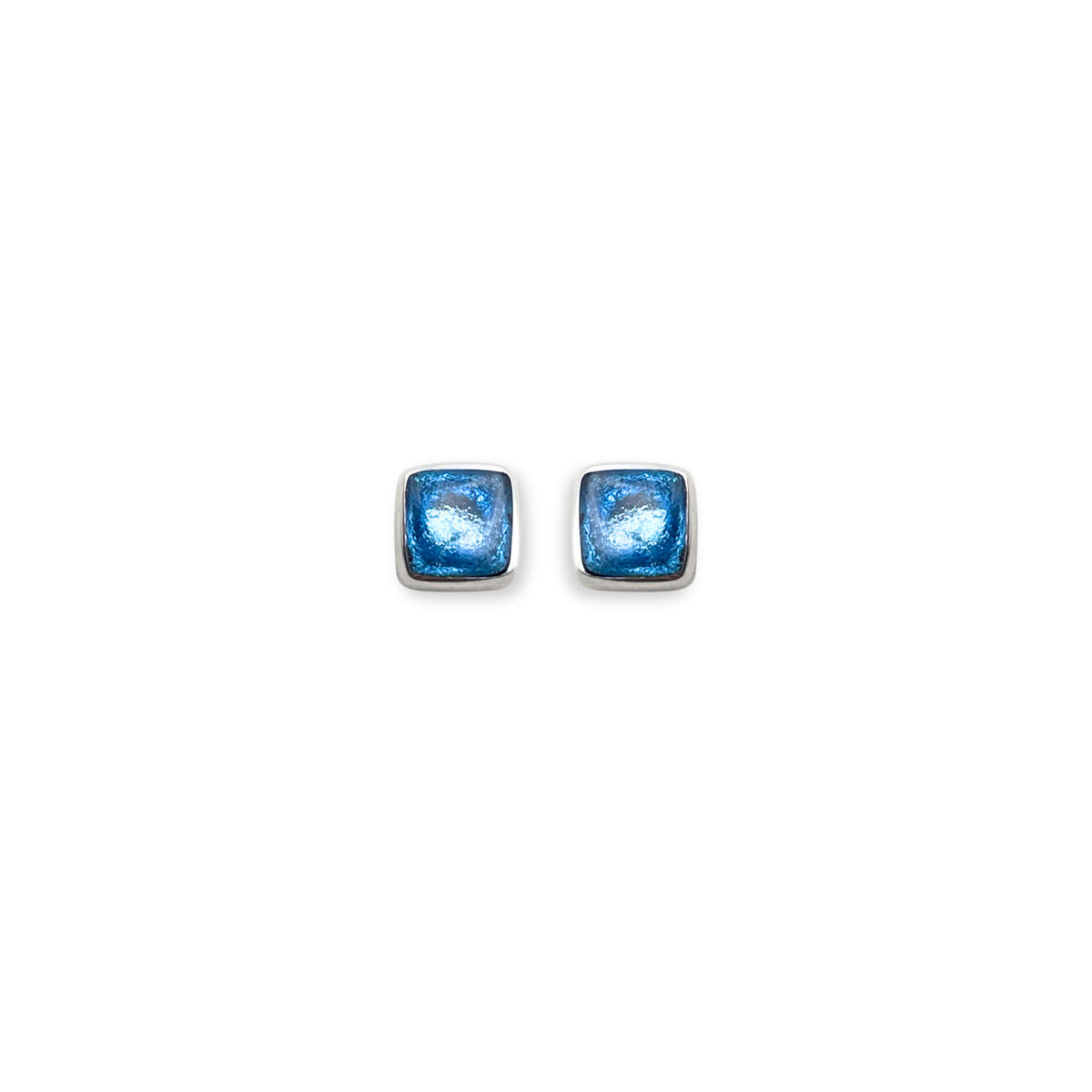 Sky Aluminium Squares Mini Stud Earrings