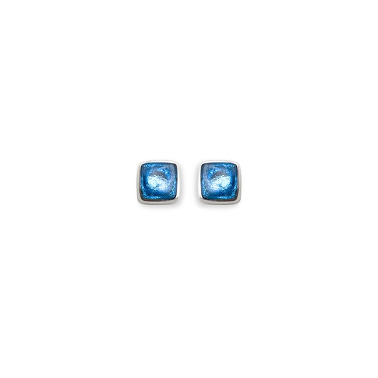 Sky Aluminium Squares Mini Stud Earrings