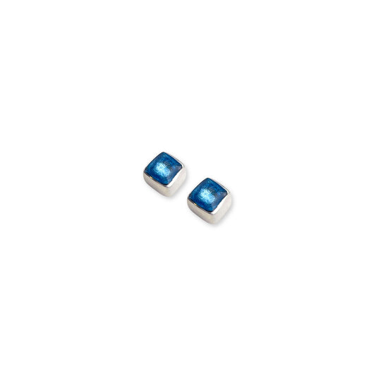 Sky Aluminium Squares Mini Stud Earrings