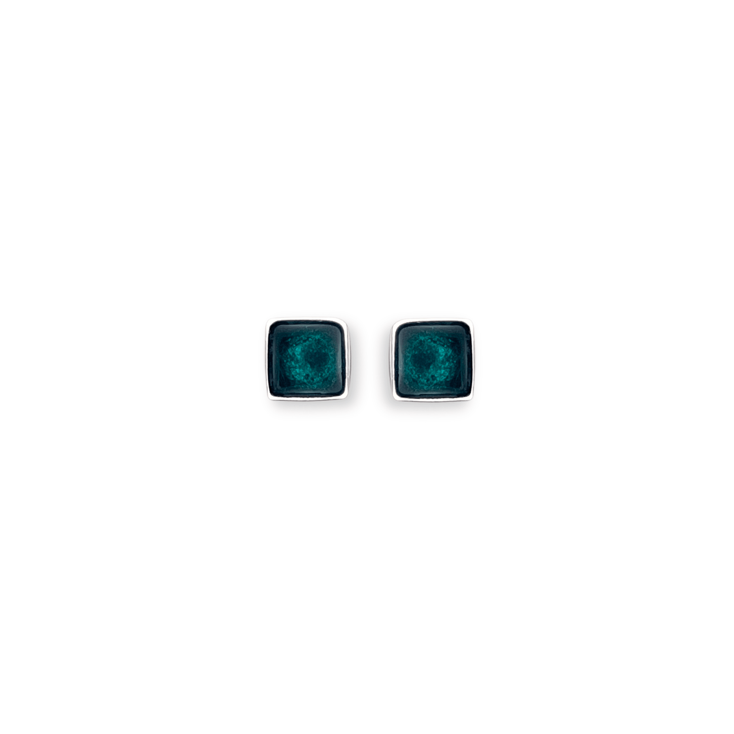 Verdigris Aluminium Squares Mini Stud Earrings