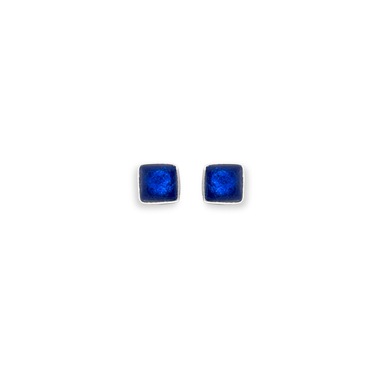 Azure Aluminium Squares Mini Stud Earrings