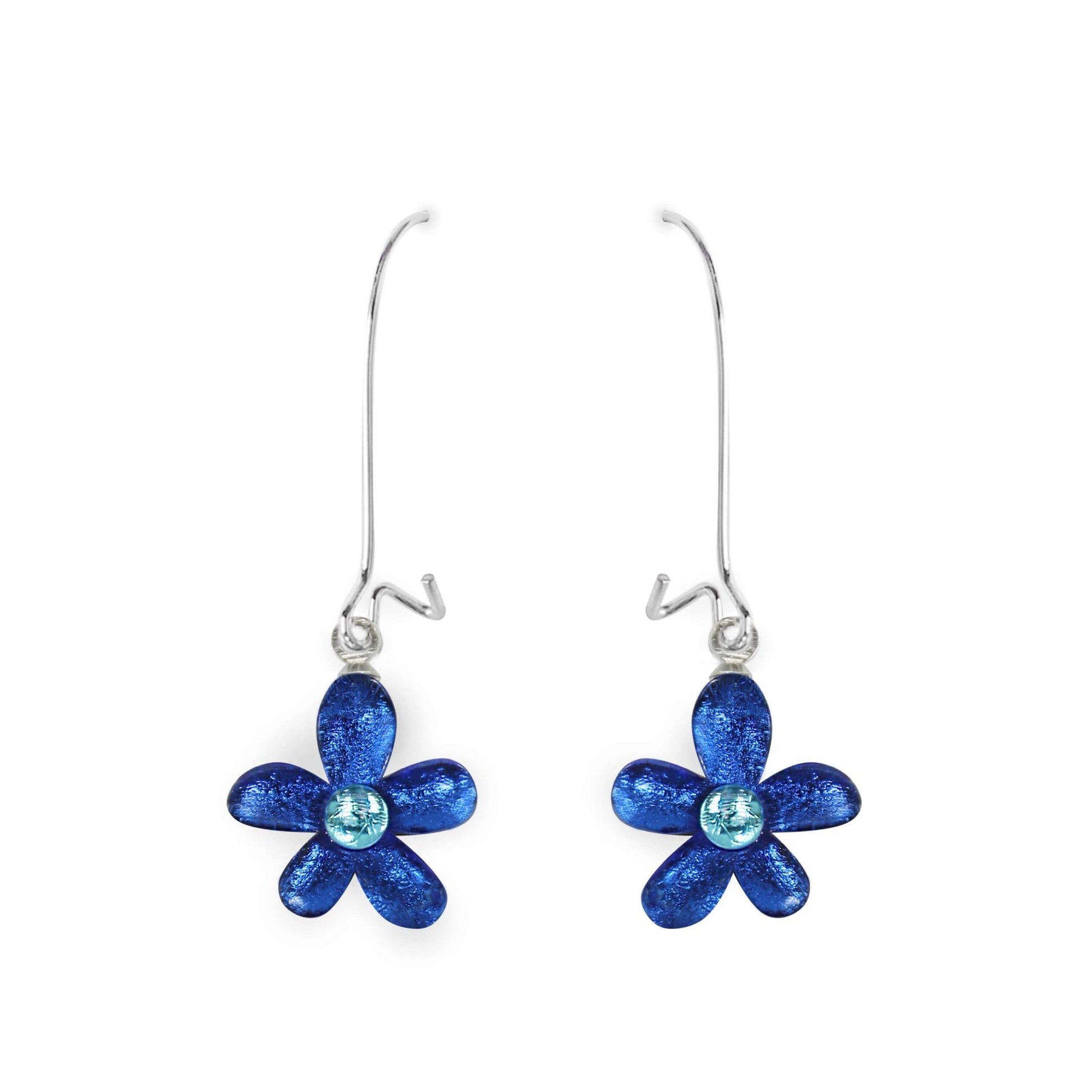 Twilight Flower Shiny Small Long Hook Earrings | The Jewellery Stop