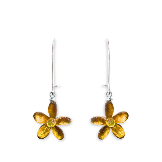 Palomino Flower Shiny Small Long Hook Earrings
