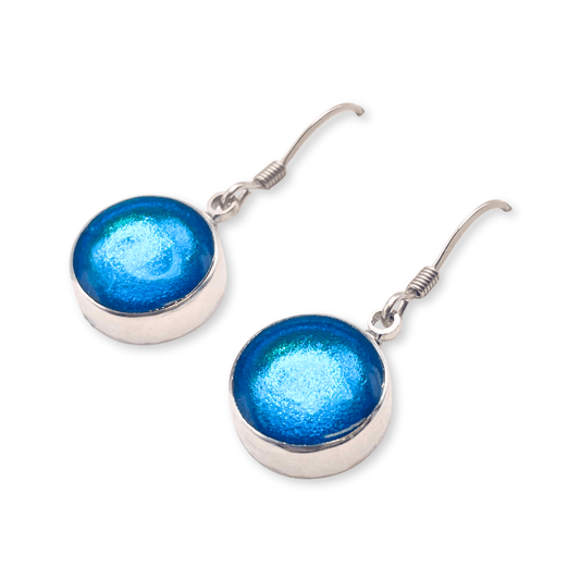 Ocean Aluminium Circles Shiny Large Fish Hook Earrings