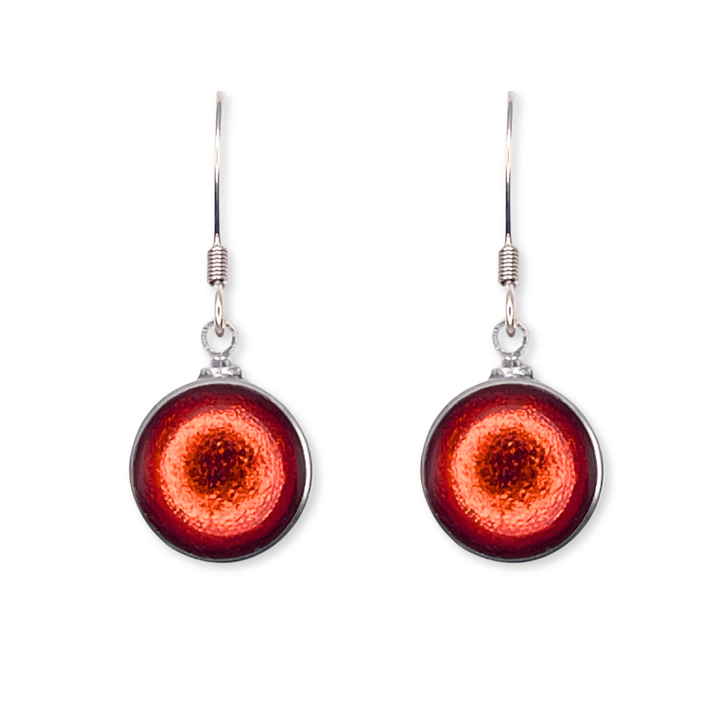 Orange Aluminium Circles Shiny Large Fish Hook Earrings