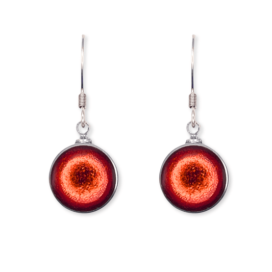 Orange Aluminium Circles Shiny Large Fish Hook Earrings