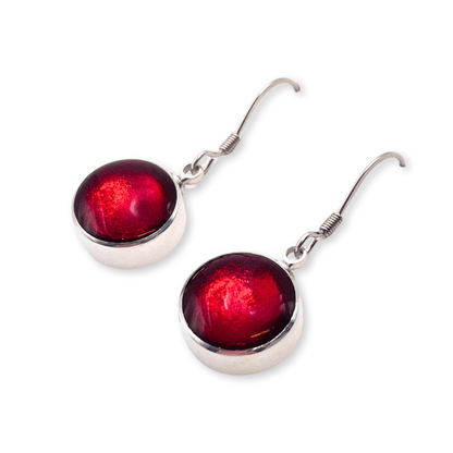Red Aluminium Circles Shiny Large Fish Hook Earrings